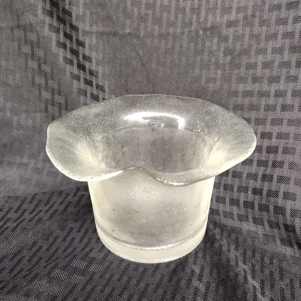 Rare Vintage Pilgrim Crystal Candle Holder Blown Crackle Glass Mid Century